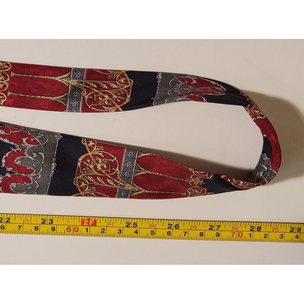 Men's Andhurst Mix Red Black NeckTie 100% Pure Silk - Picture 7 of 7